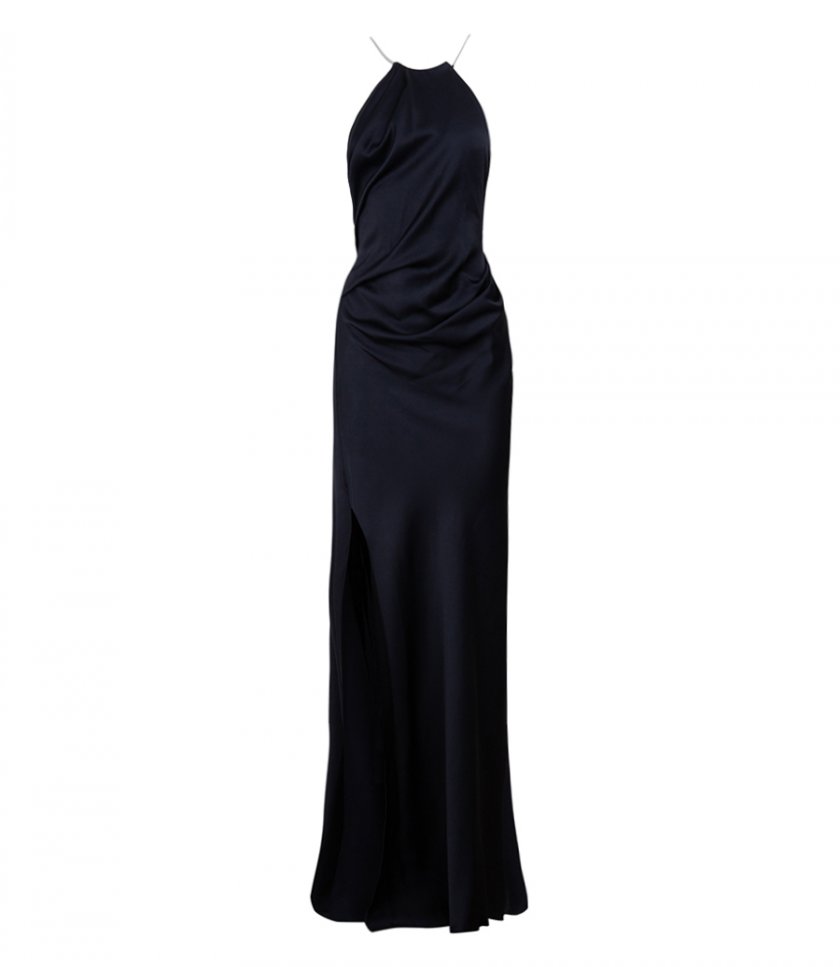 CHAIN DETAIL HALTER GOWN