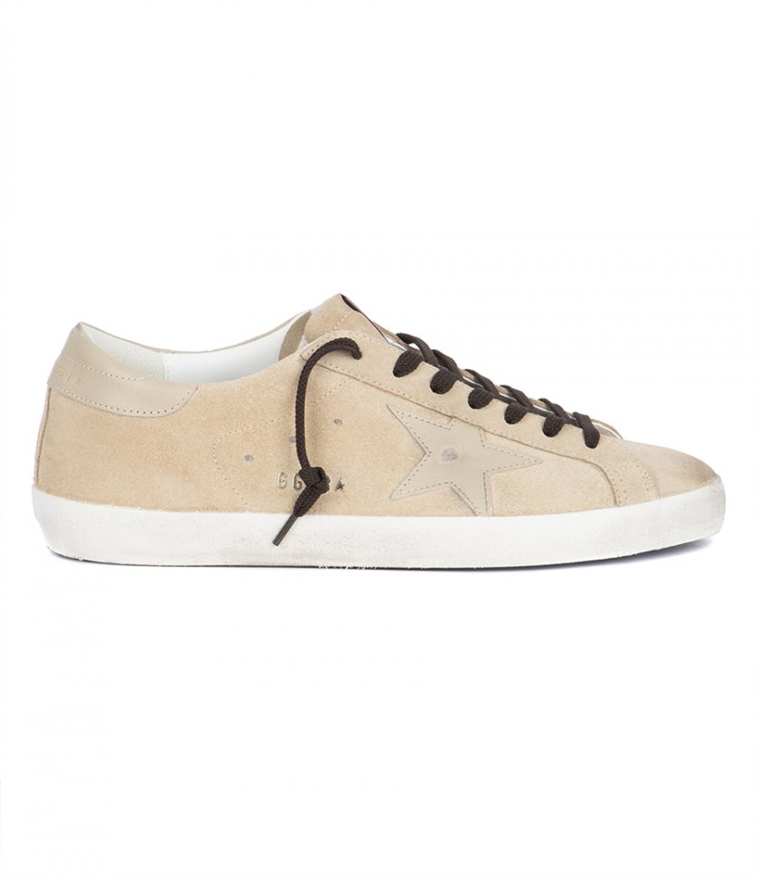 GOLDEN GOOSE  - BEIGE LEATHER STAR SUPER-STAR