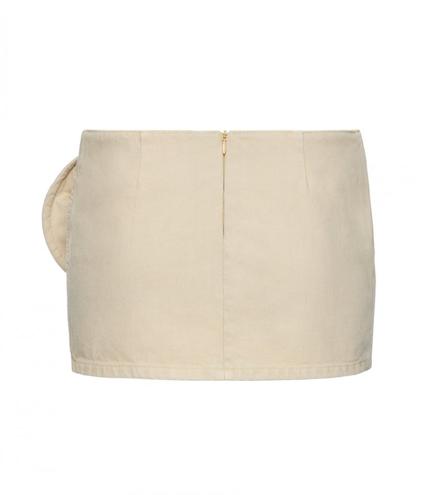 SCULPTURAL FLOWER DENIM SKIRT
