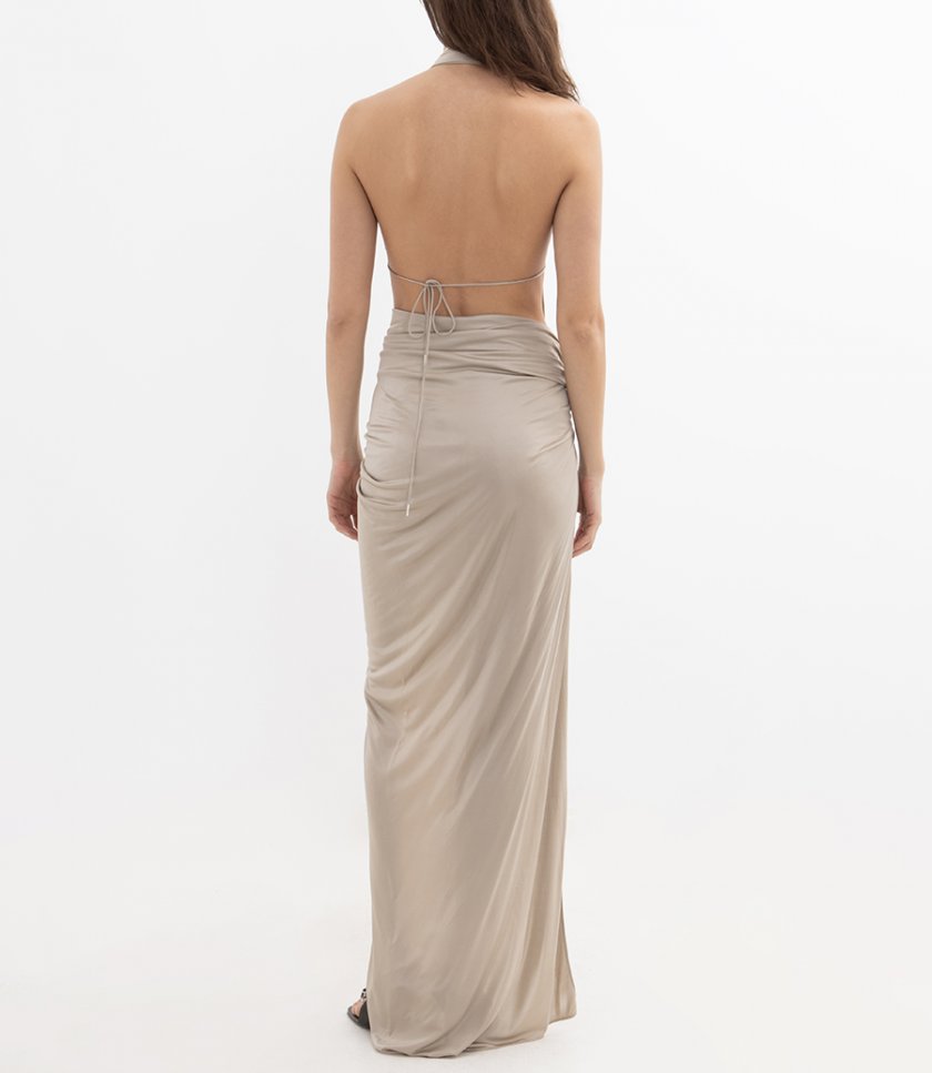 OPEN DRAPED GOWN DRESS