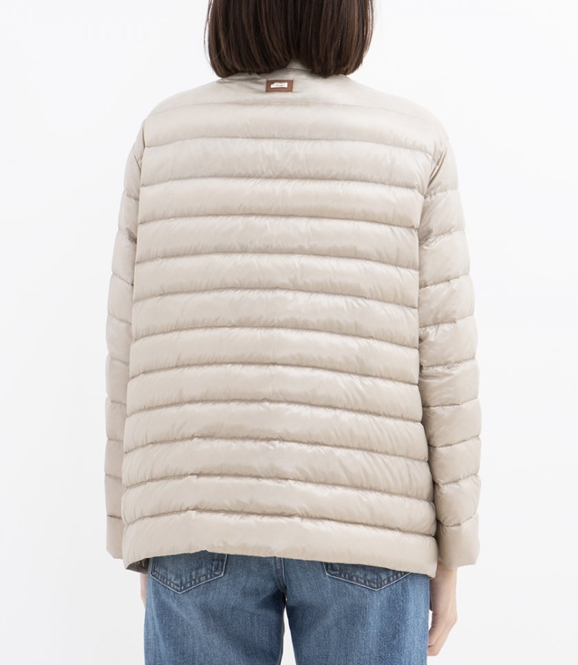 DOWN JACKET WITH LEATHER DETAIL