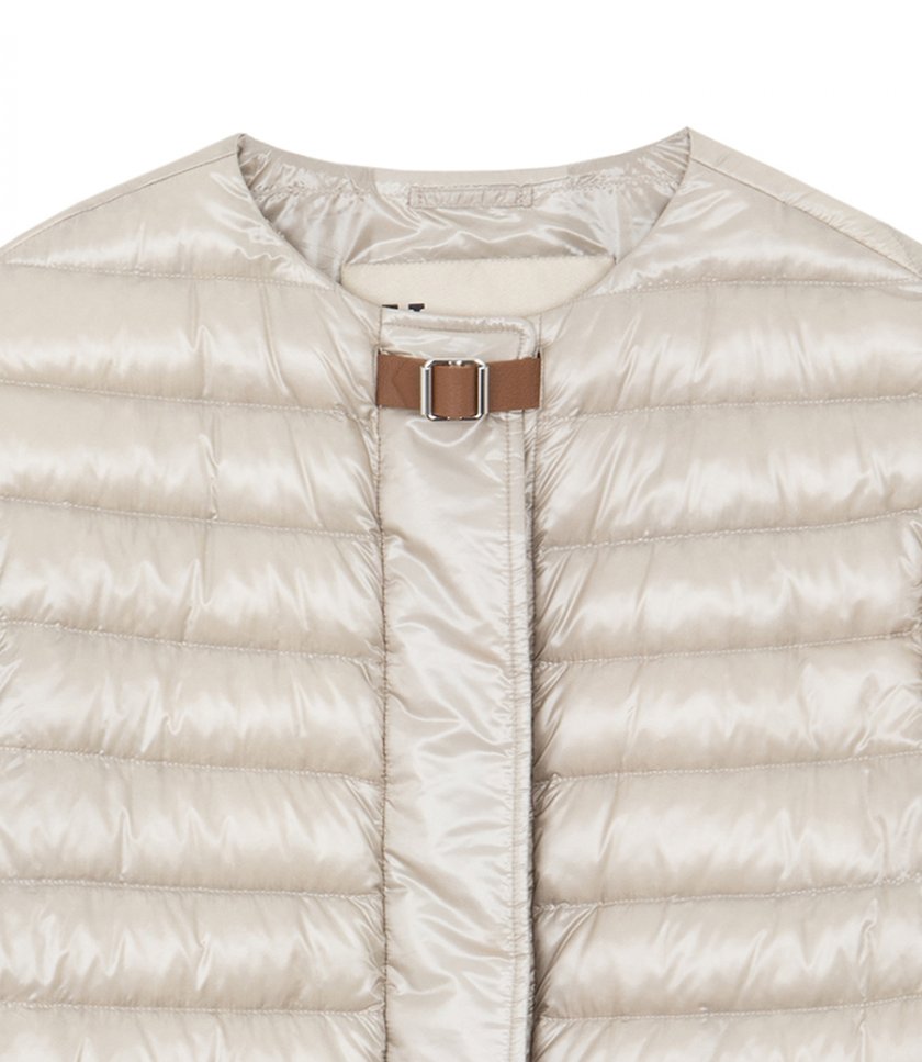 DOWN JACKET WITH LEATHER DETAIL