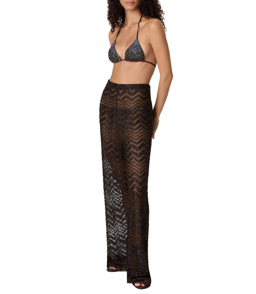 ZIGZAG PATTERN AND SEQUINS TROUSERS