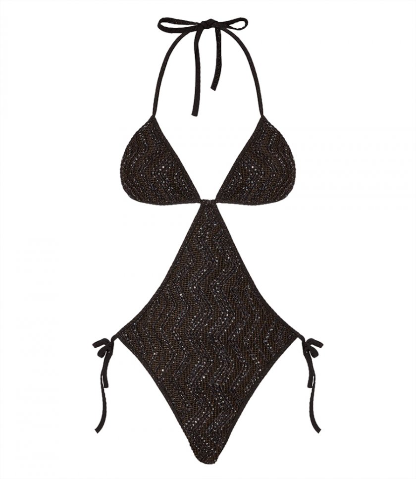 CLOTHES - ZIGZAG MESH TRIKINI WITH SEQUINS
