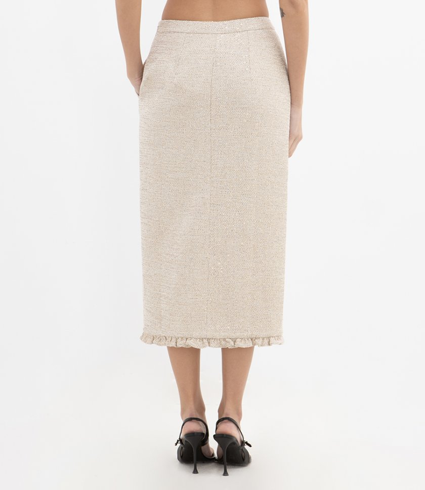 SEQUIN TWEED MIDI SKIRT