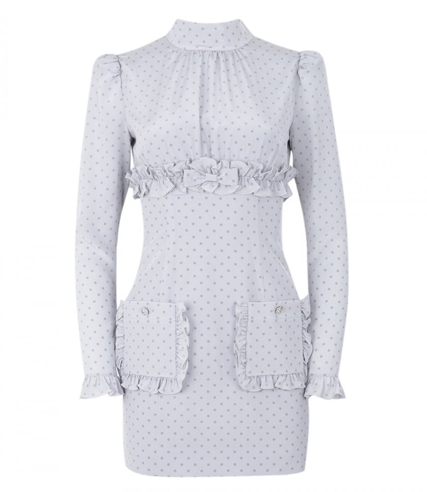 ALESSANDRA RICH - POLKA DOT PRINT  MINI DRESS WITH RUFFLES