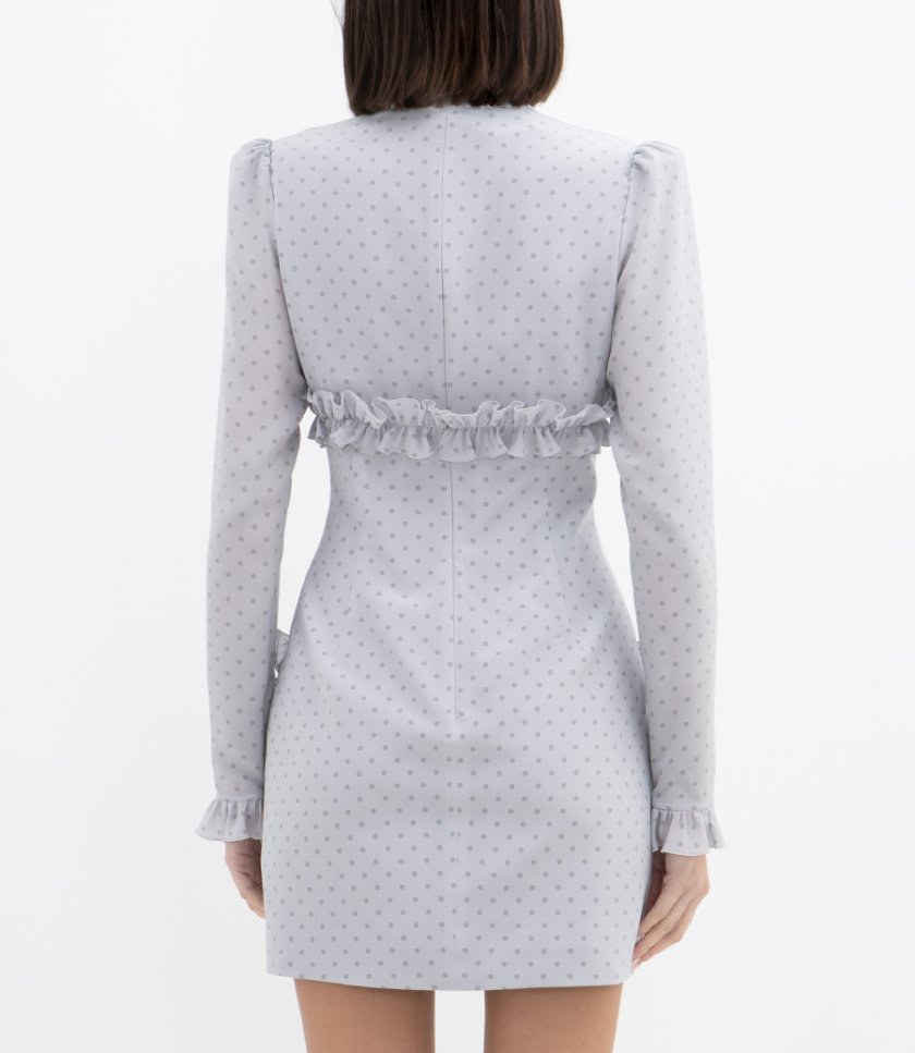 POLKA DOT PRINT MINI DRESS WITH RUFFLES