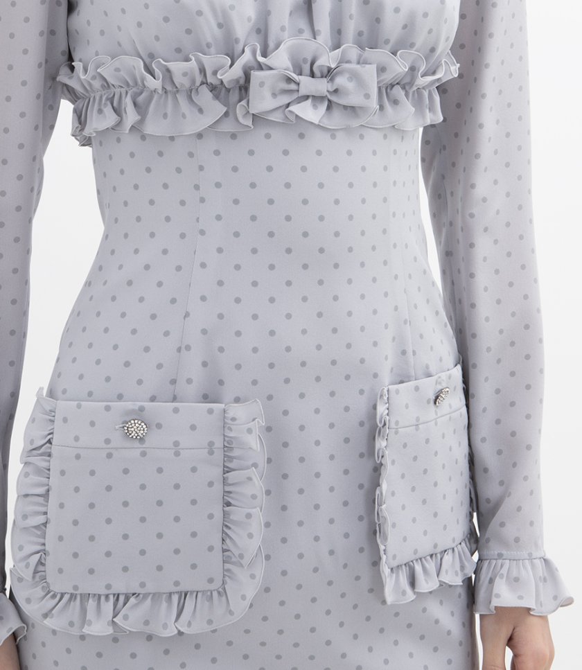POLKA DOT PRINT MINI DRESS WITH RUFFLES