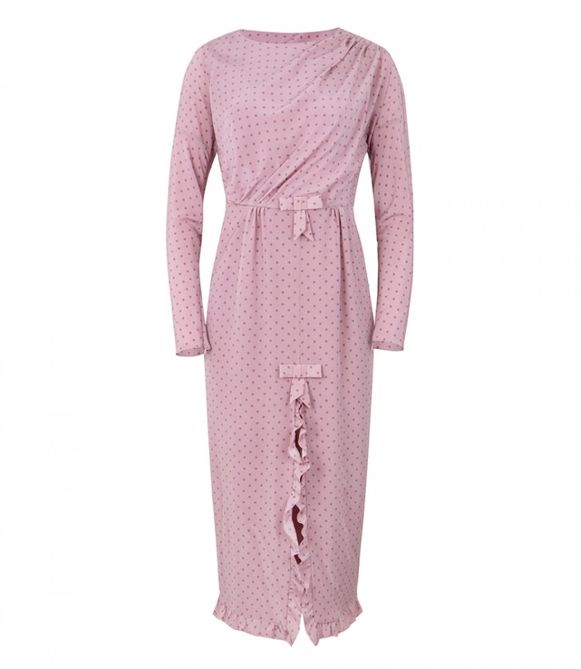 ALESSANDRA RICH - POLKA DOT PRINT DRAPED MIDI DRESS