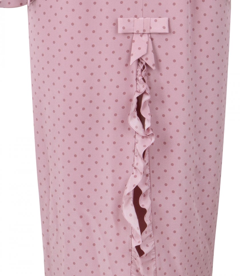 POLKA DOT PRINT DRAPED MIDI DRESS