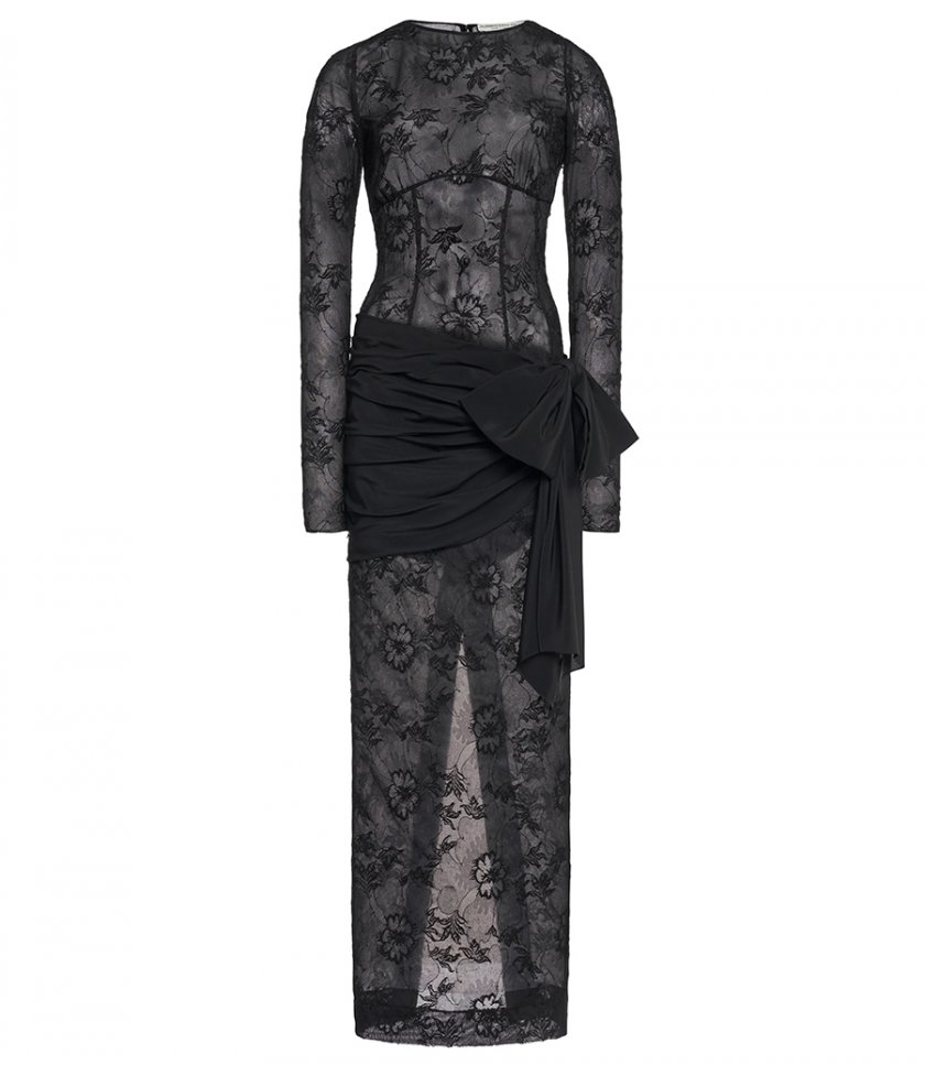 ALESSANDRA RICH - LACE BUSTIER DRESS WITH SILK CDC BOW