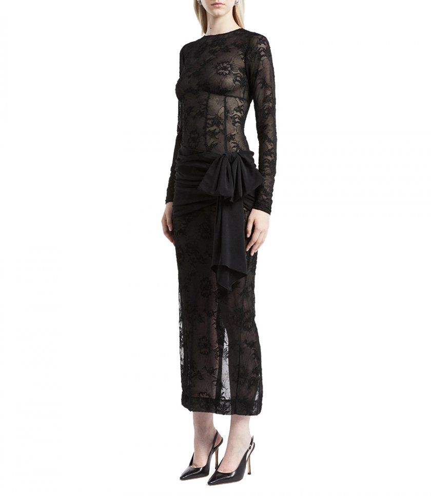 LACE BUSTIER DRESS WITH SILK CDC BOW