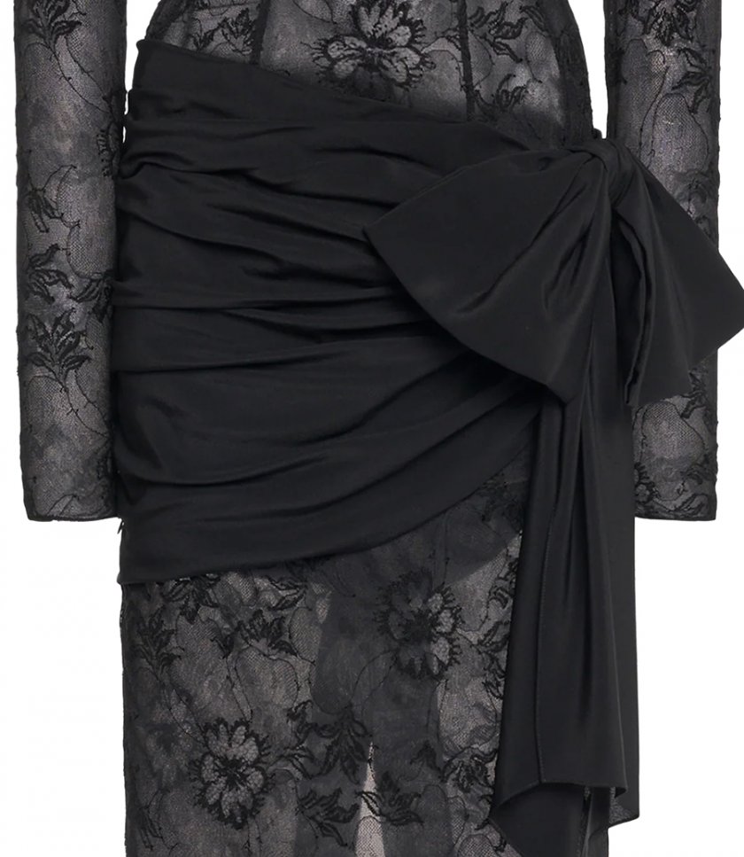 LACE BUSTIER DRESS WITH SILK CDC BOW