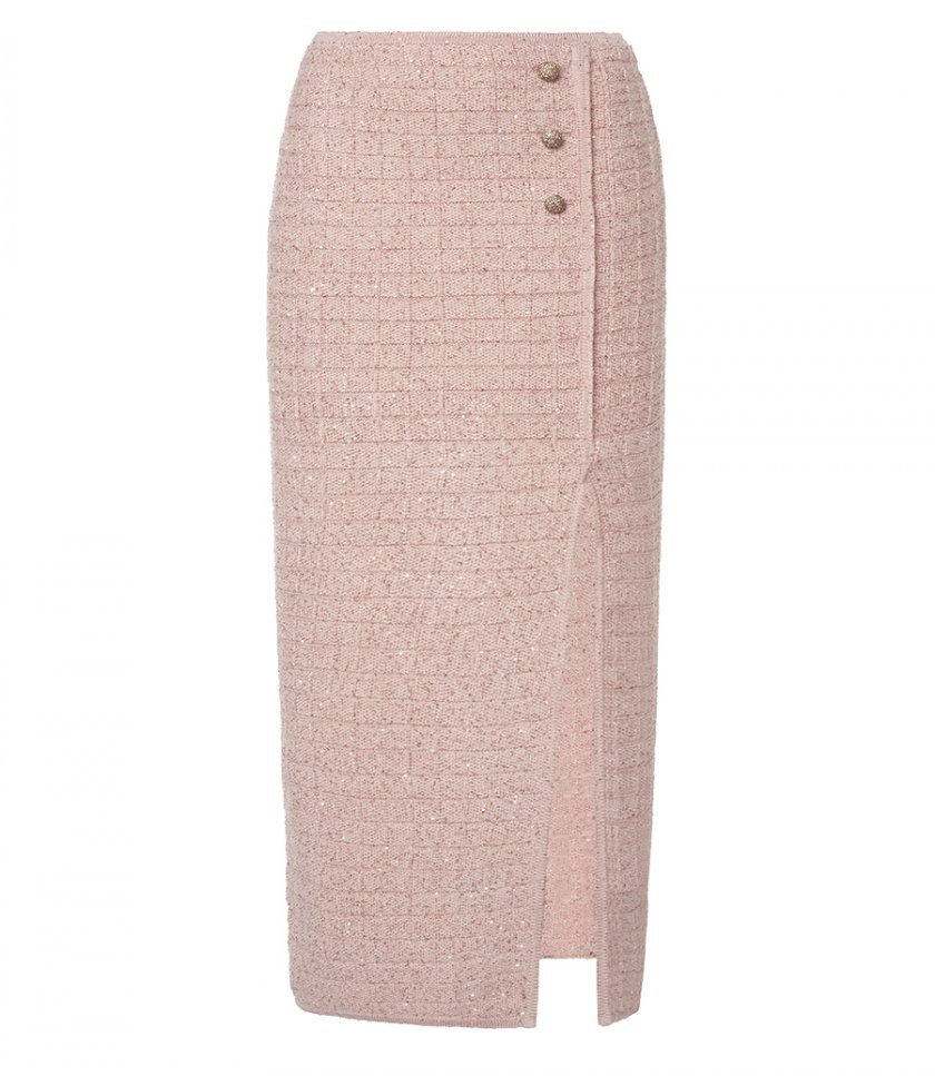 SEQUIN KNIT MIDI SKIRT WITH SIDE SPLIT