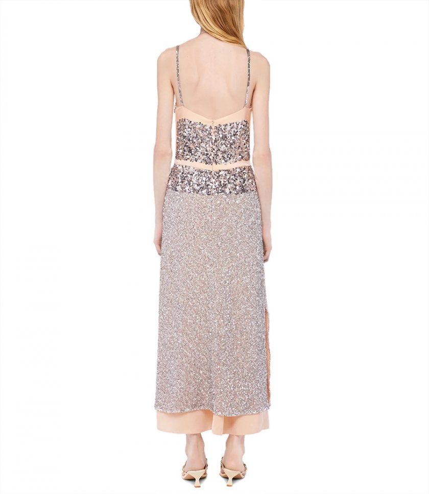 CHIFFON DRESS WITH SILVER SEQUINS