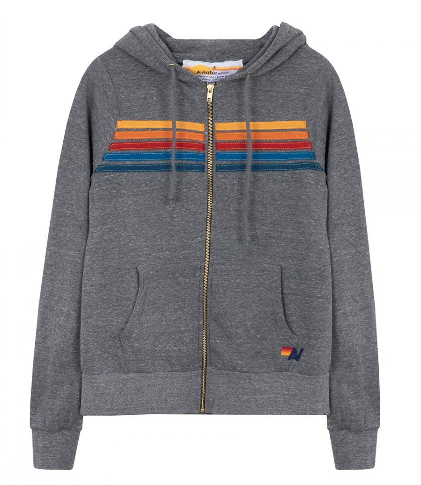 AVIATOR NATION - 5 STRIPE ZIP HOODIE