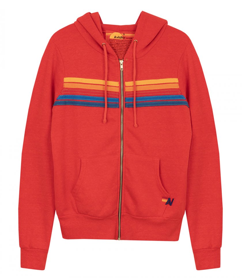 HOODIES - 5 STRIPE ZIP HOODIE