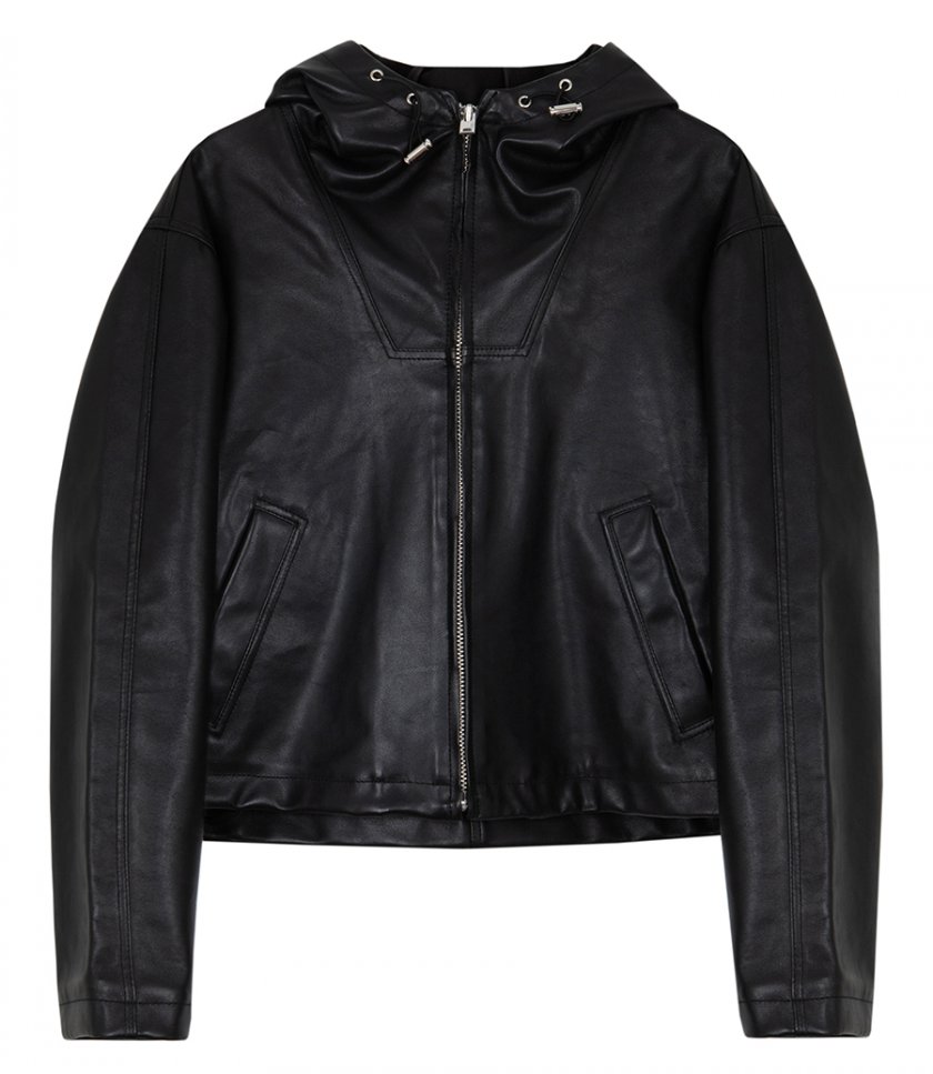 JACKETS - LEATHER HOODED JACKET