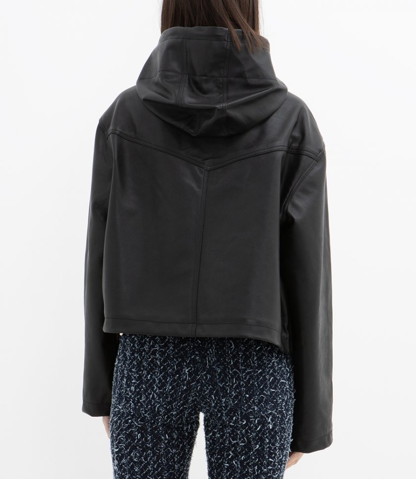 LEATHER HOODED JACKET
