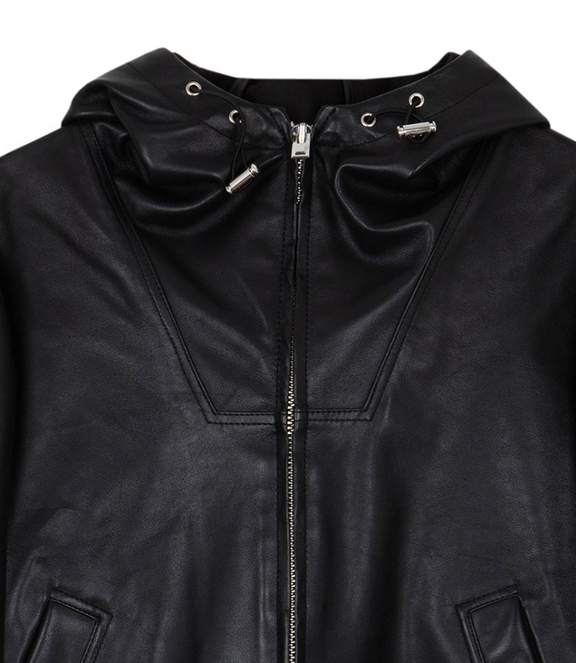 LEATHER HOODED JACKET