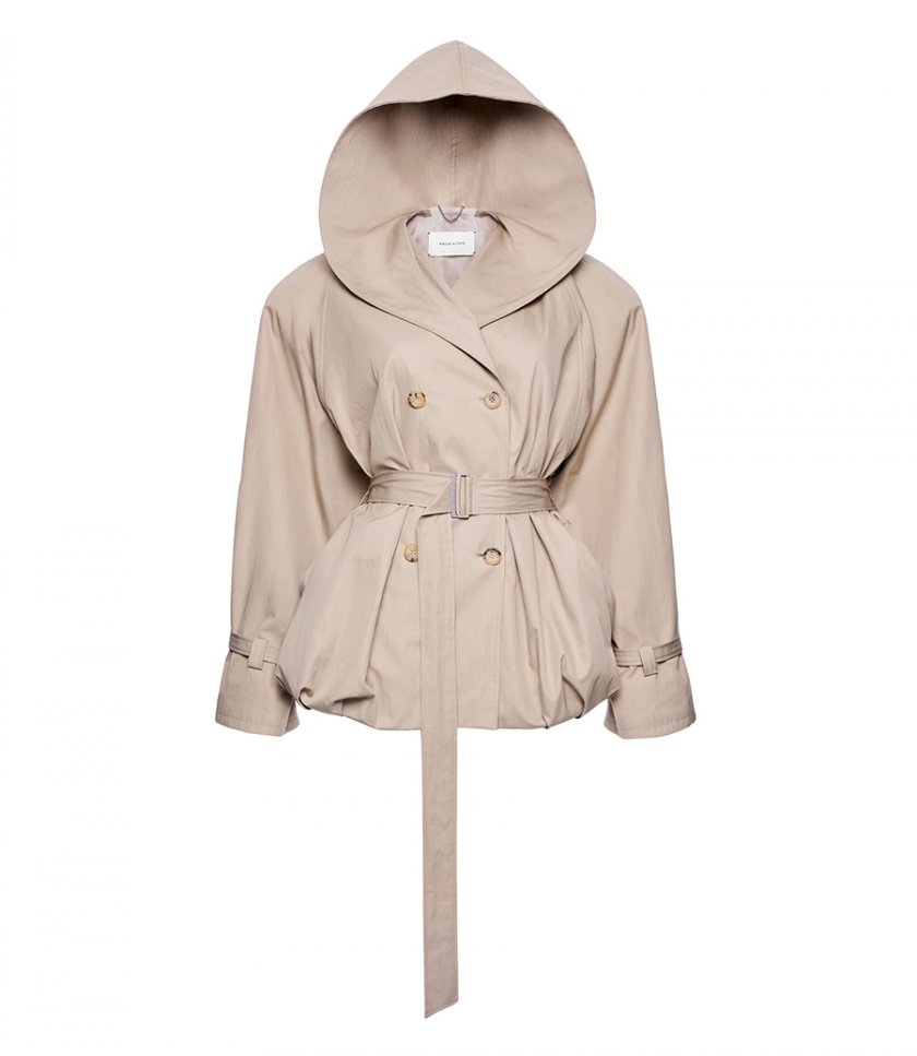 JACKETS - HOODED BELTED BUBBLE JACKET