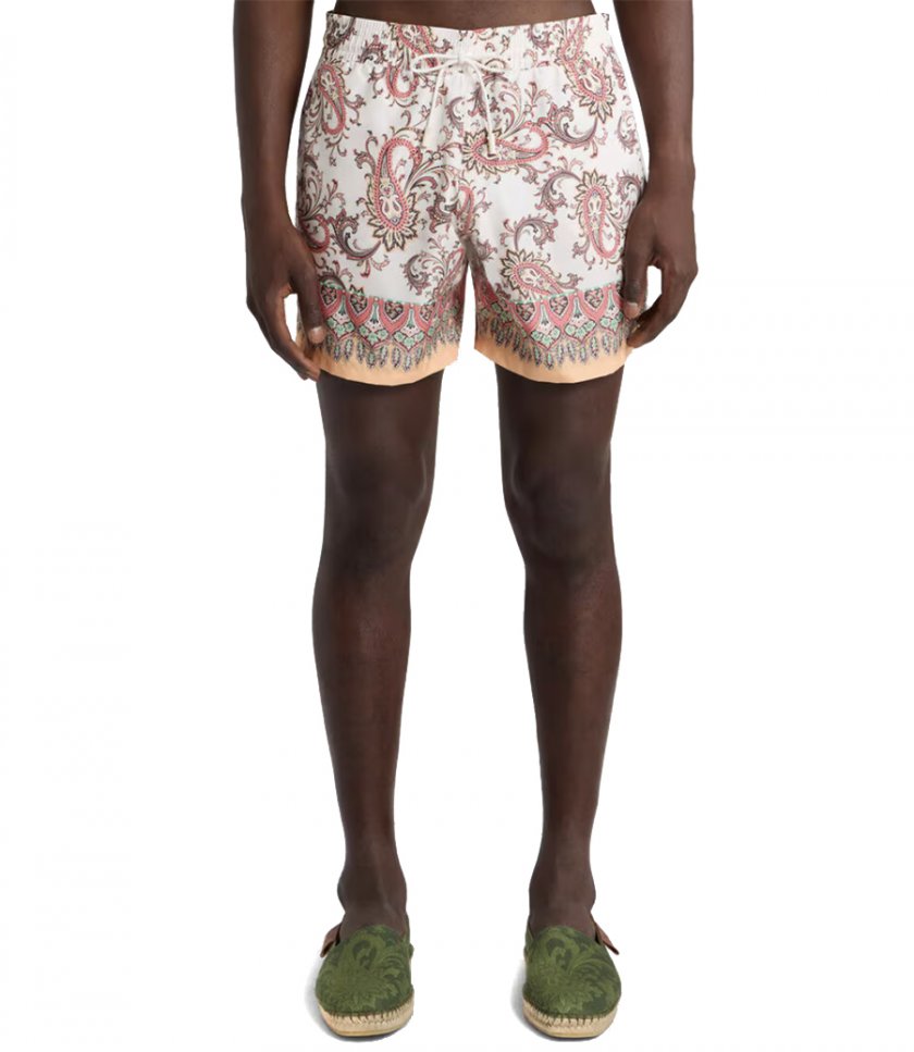 LEAFY PAISLEY PRINT SWIM SHORTS