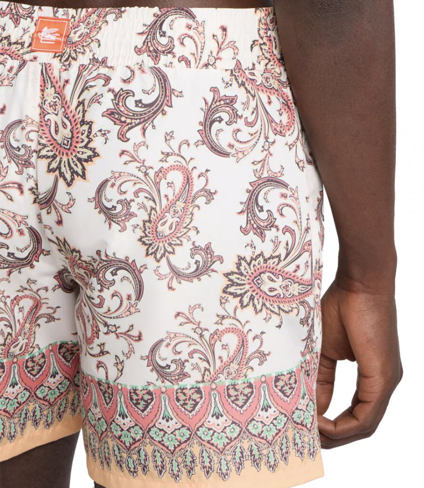 LEAFY PAISLEY PRINT SWIM SHORTS