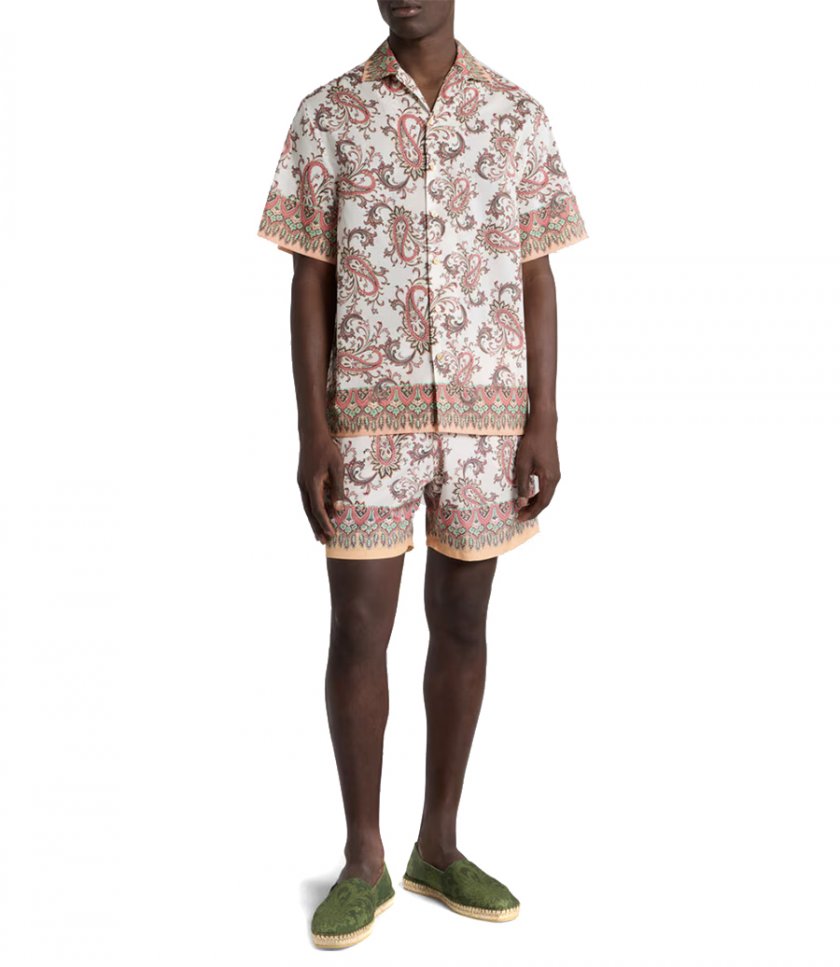 LEAFY PAISLEY PRINT SWIM SHORTS