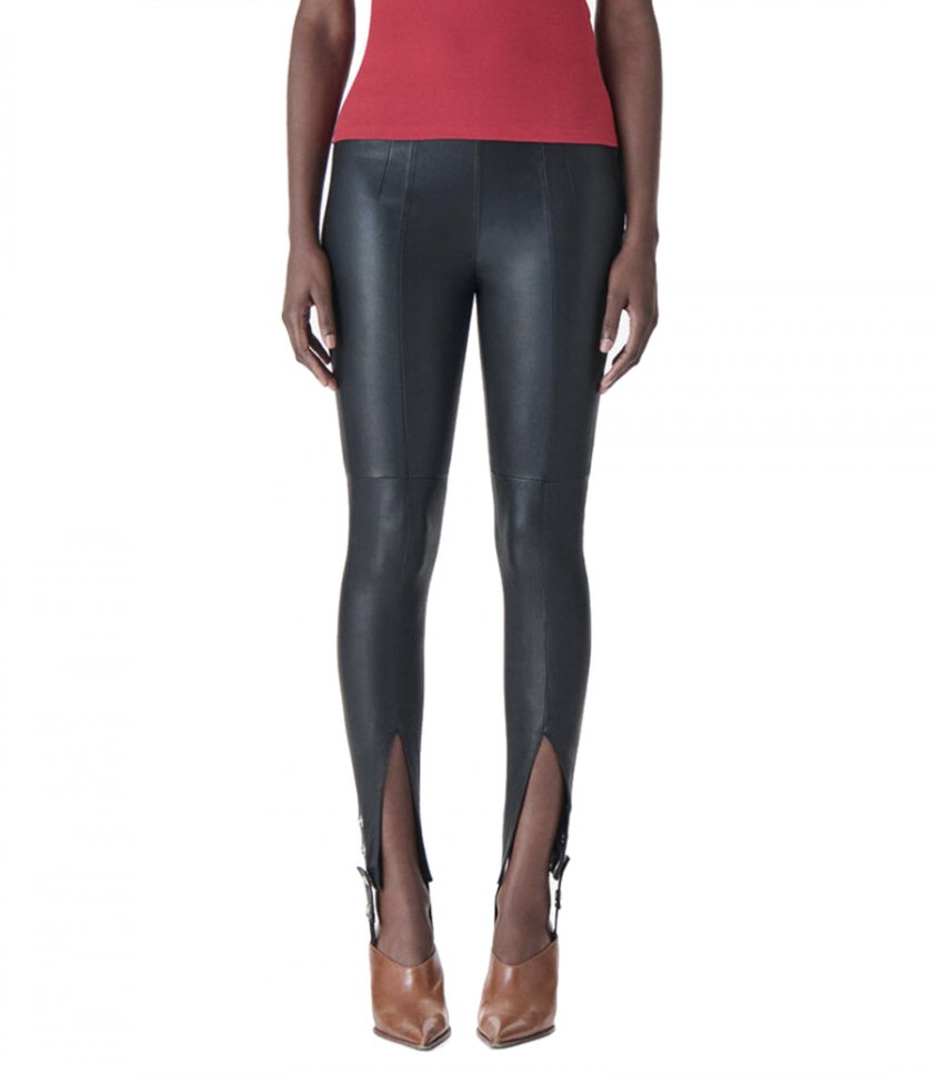 LEATHER TAPERED LEGGINGS