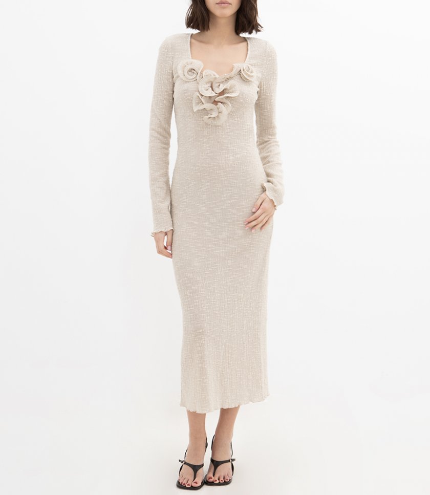 LONG SLEEVE CREPE MAXI DRESS