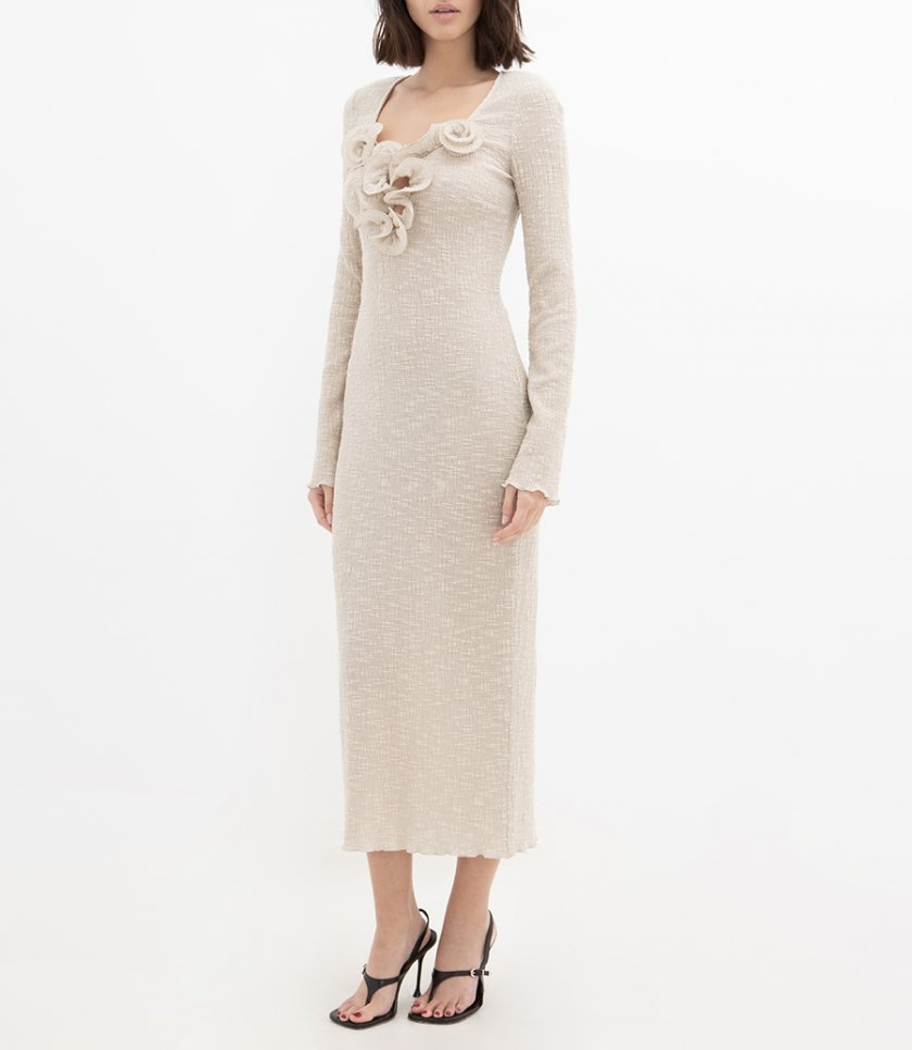 LONG SLEEVE CREPE MAXI DRESS