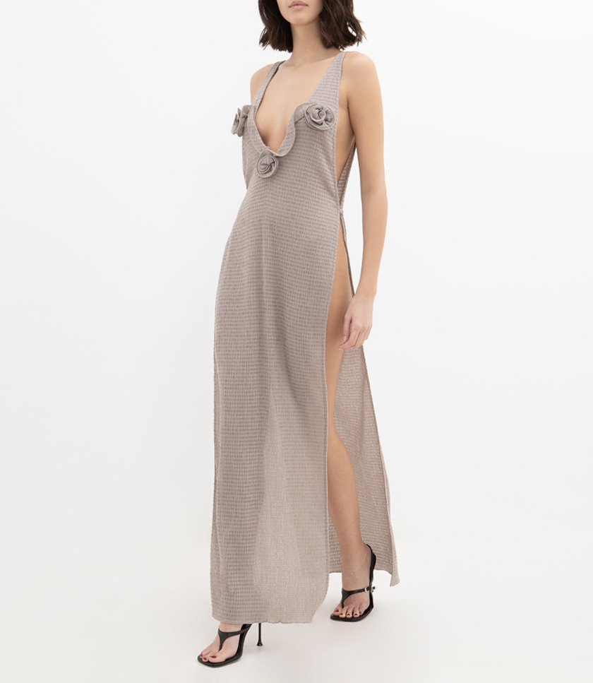 SLEEVELESS CREPE CUT OUT DRESS