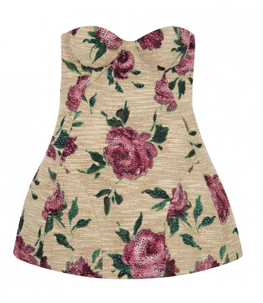 GIUSEPPE DI MORABITO - STRAPLESS FLORAL PRINT MINI DRESS