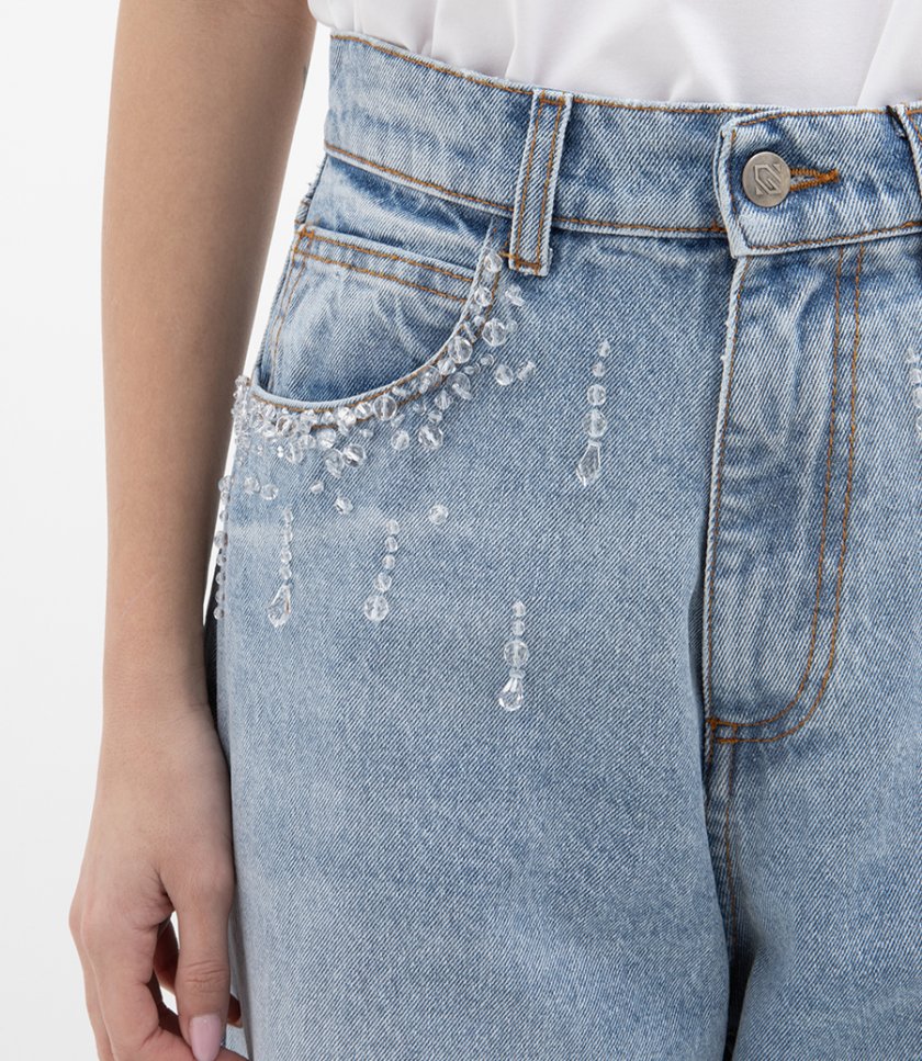 DIDE LEG EMBALLISHED DENIM JEANS