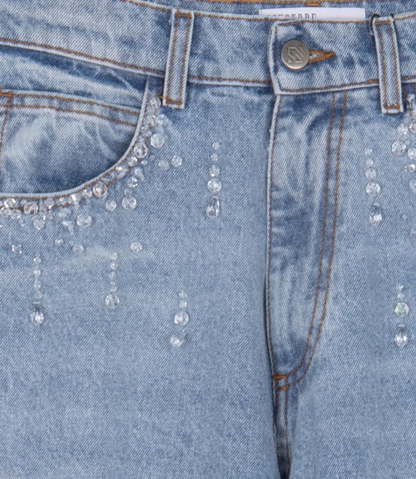 DIDE LEG EMBALLISHED DENIM JEANS