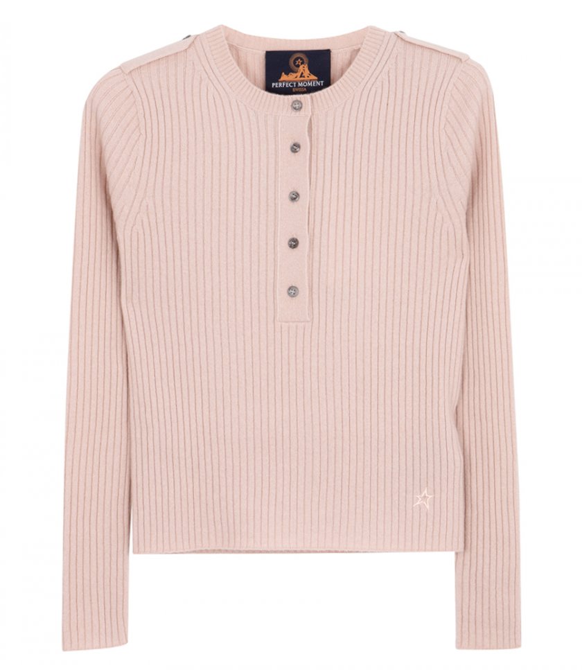 KNITWEAR - RIBBED HENLEY KNIT TOP