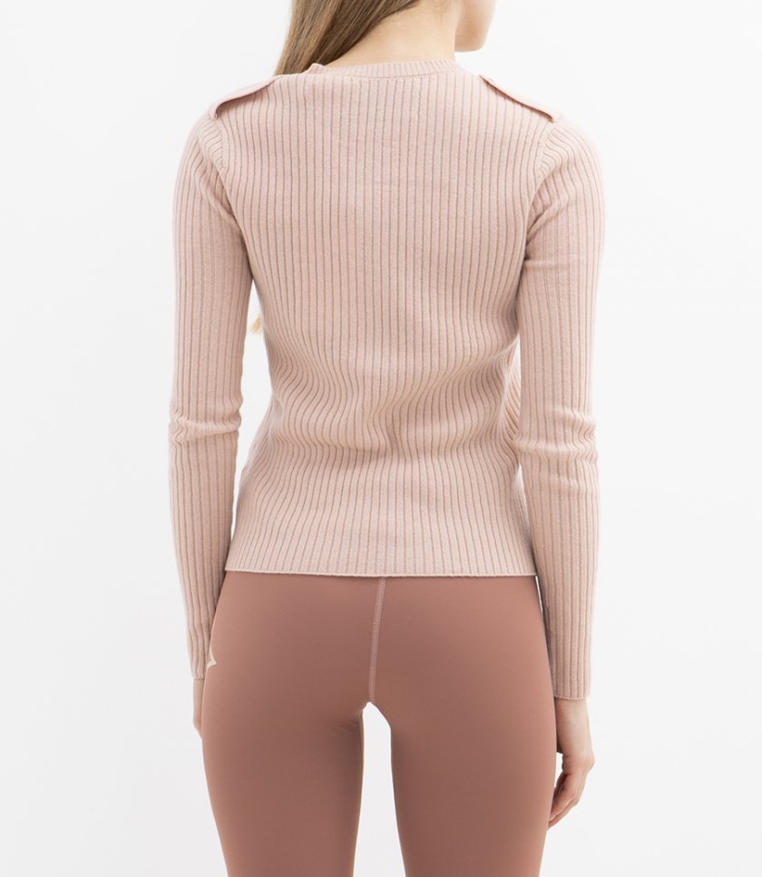 RIBBED HENLEY KNIT TOP
