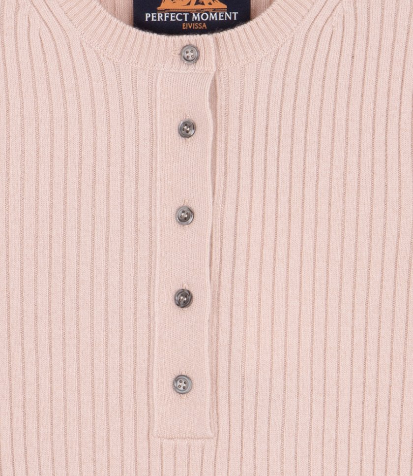 RIBBED HENLEY KNIT TOP