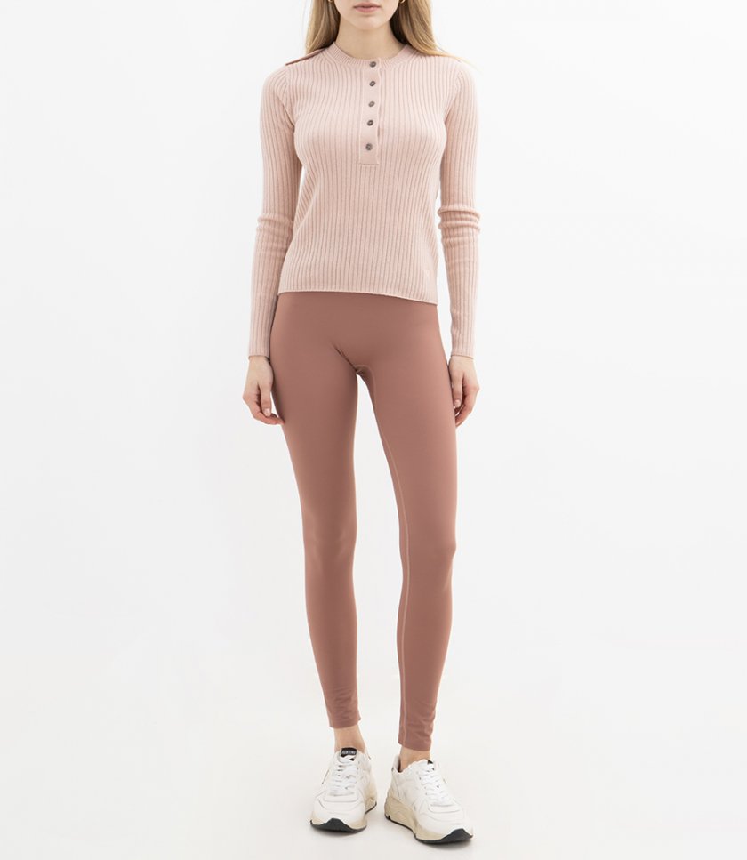 RIBBED HENLEY KNIT TOP