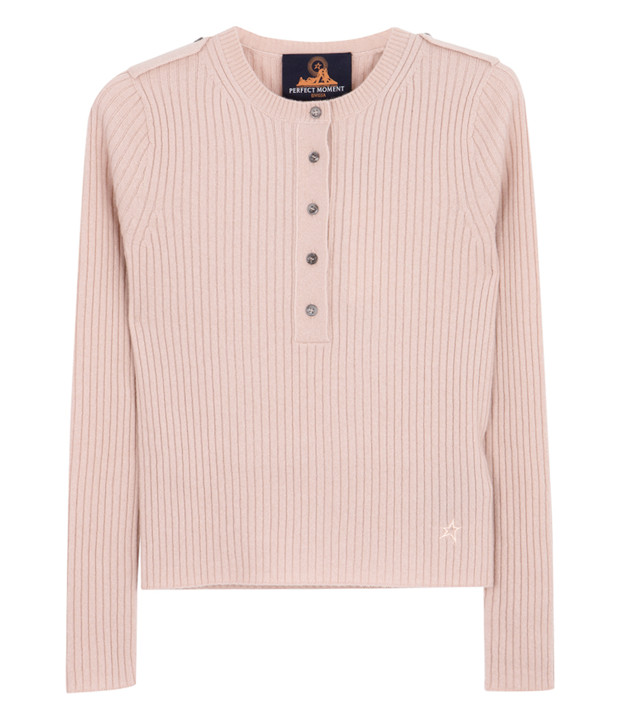 PERFECT MOMENT - RIBBED HENLEY KNIT TOP