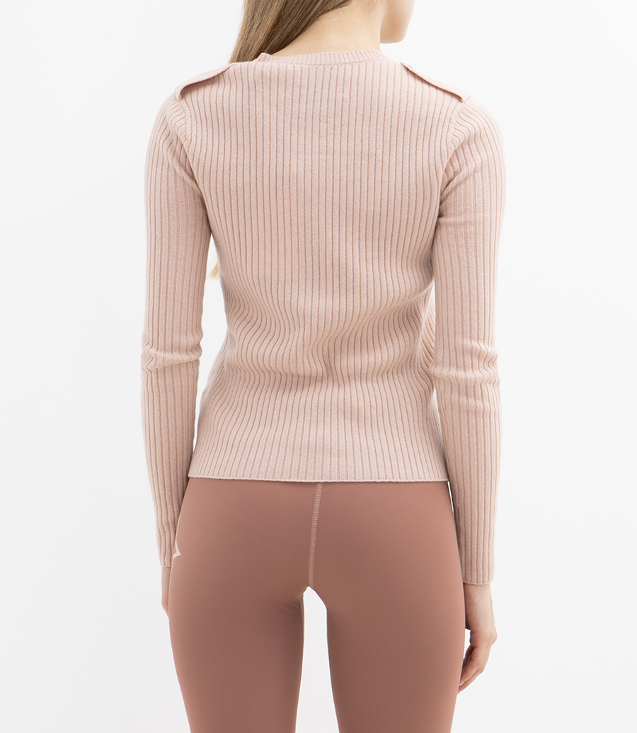 RIBBED HENLEY KNIT TOP