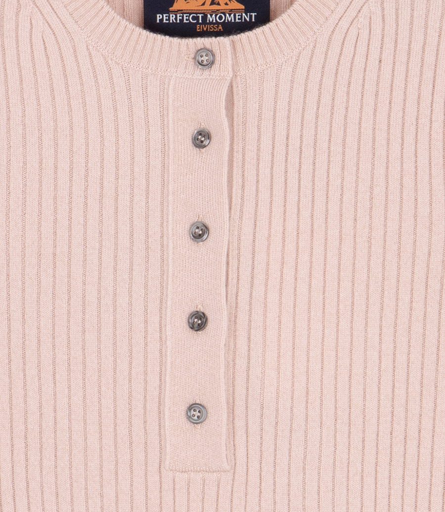 RIBBED HENLEY KNIT TOP