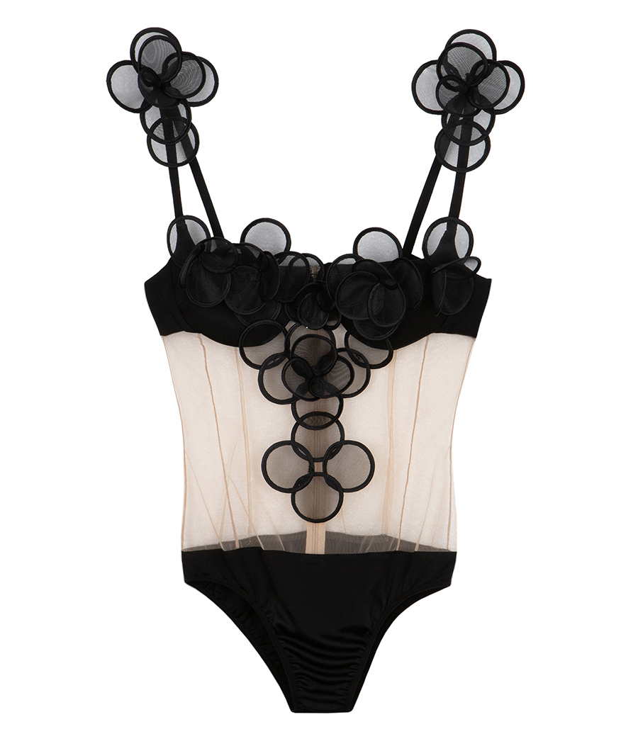 DAVID KOMA - 3D FLOWER EMBROIDERED BODYSUIT