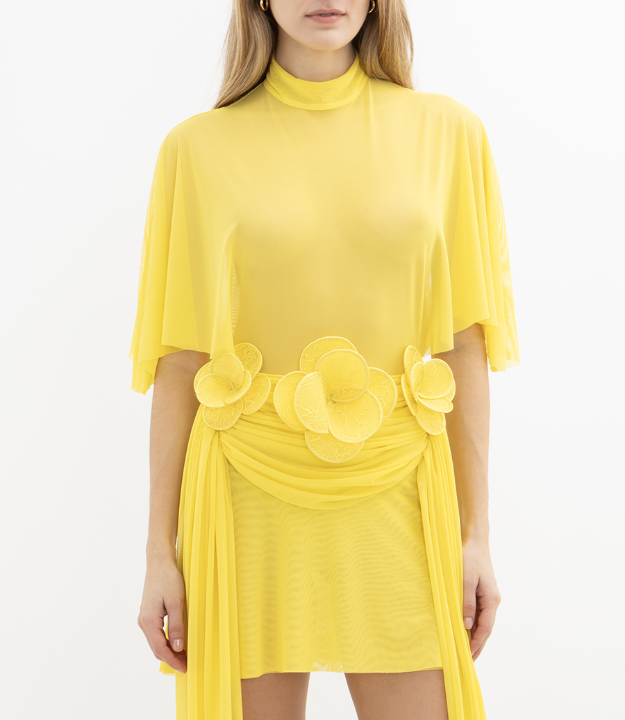DRAPED SLEEVE BODYSUIT