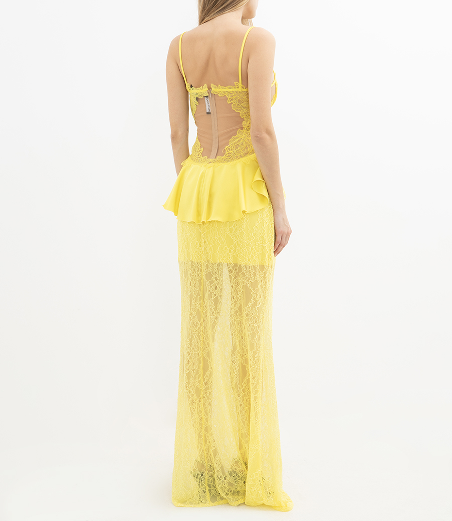 LACE PEPLUM LONG DRESS