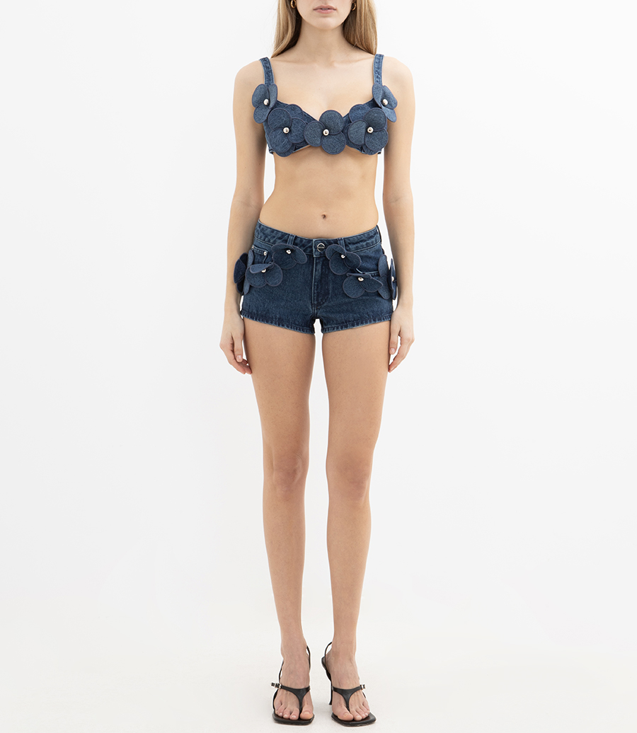 FLOWER EMBROIDERED SHORTS