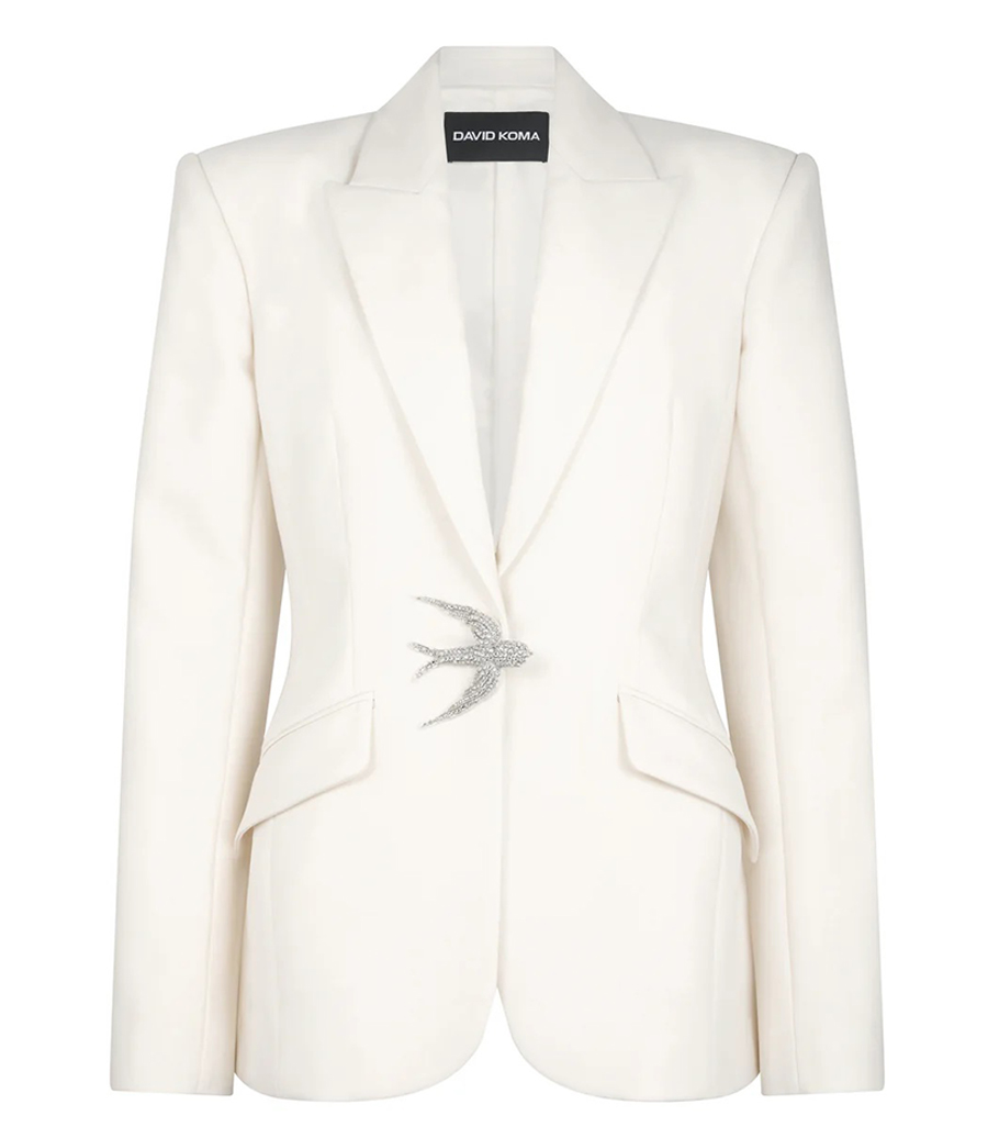 DAVID KOMA - TAILORED JACKET WITH SWALLOW BIRD EMBR
