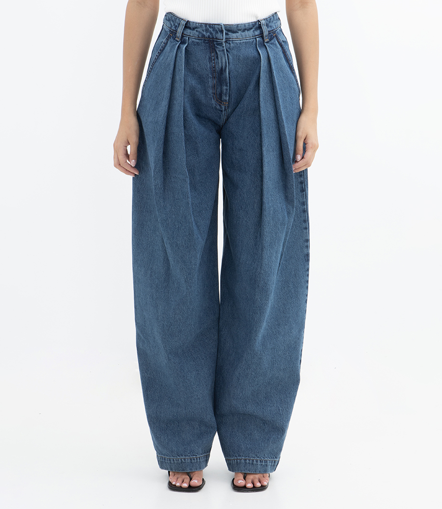 WIDE LEG DENIM TROUSERS