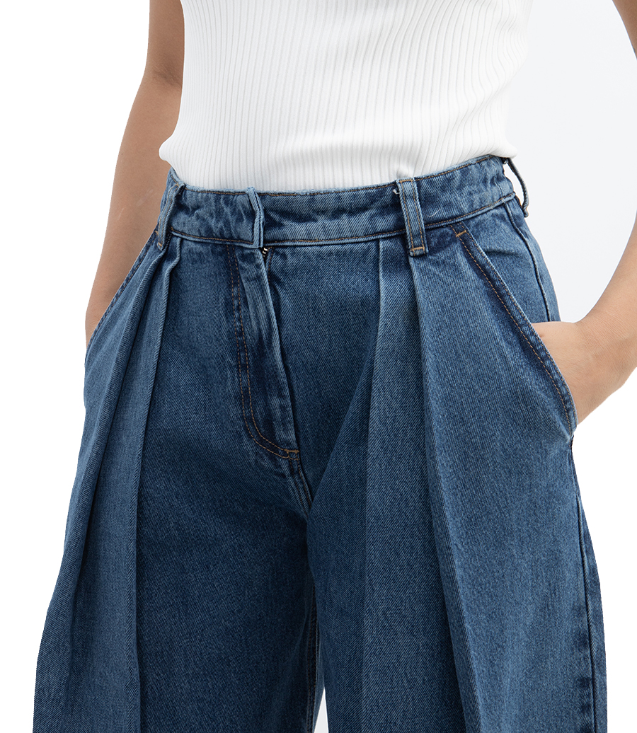 WIDE LEG DENIM TROUSERS