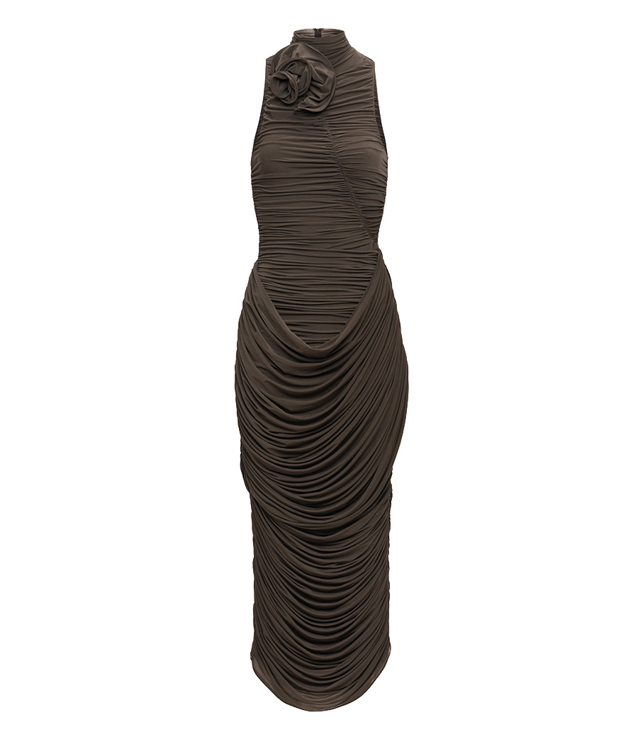 MAGDA BUTRYM - HIGH NECK DRAPED MIDI DRESS